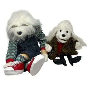 SUNNY CO Lot Sheep Dog Hip Poodle Hand Puppets Plush Moving Tongues Overalls